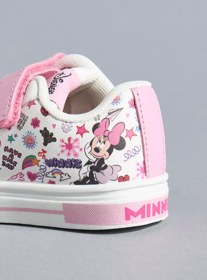 Minnie Mouse Print Sneakers with Hook and Loop Closure-4