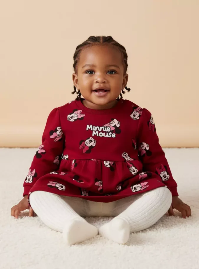 Minnie Mouse Print Sweat Dress-1