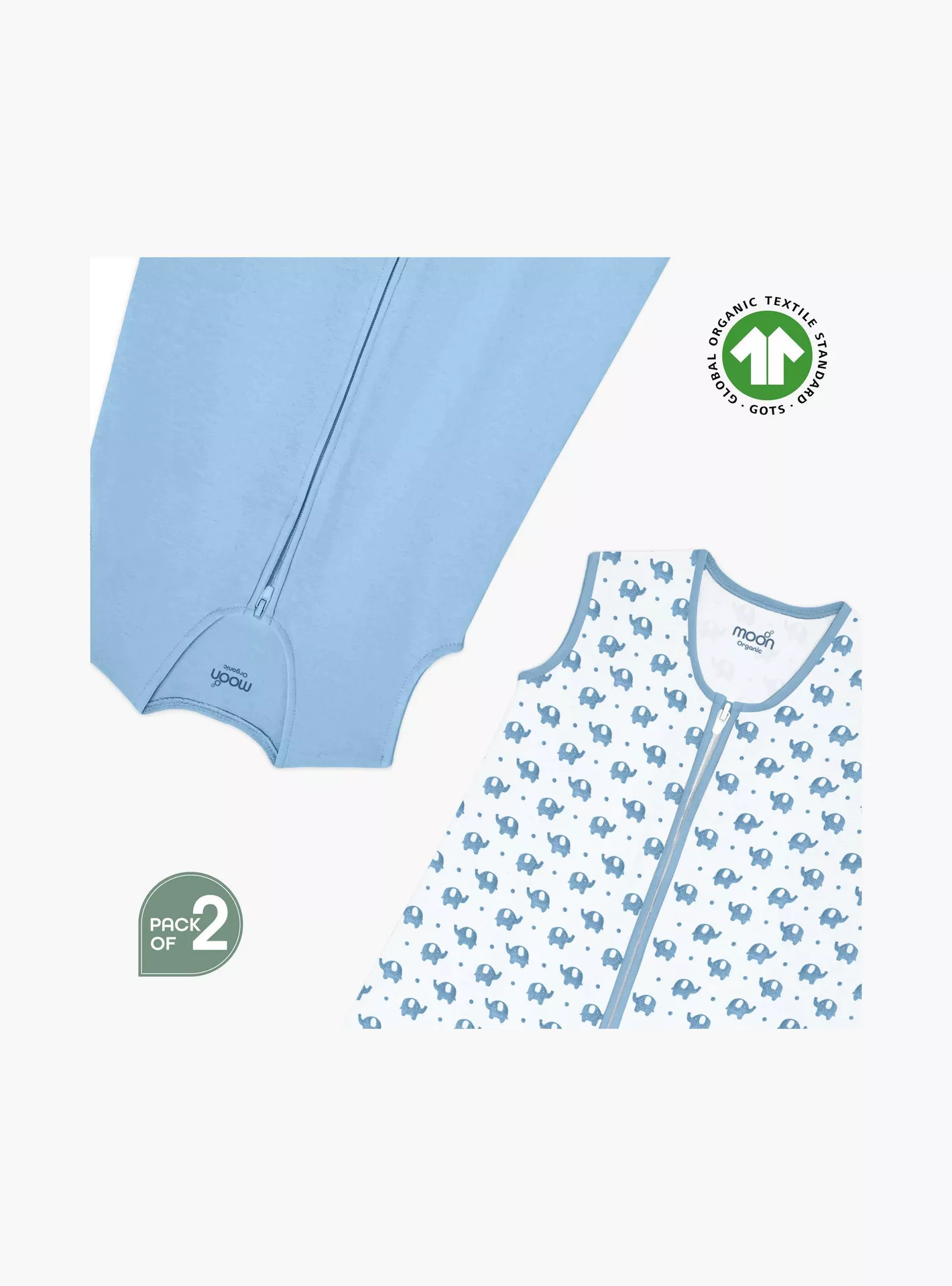 Moon Organic Sleepsack with Zip Closure - Set of 2-3