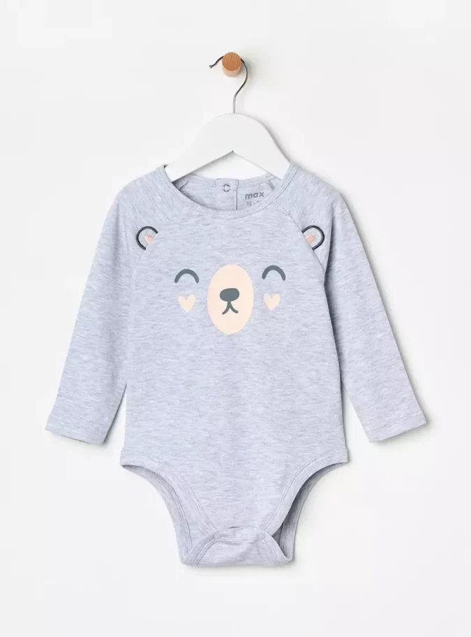 Pack of 2 - Bear Print Cotton Bodysuit with Long Sleeves-2