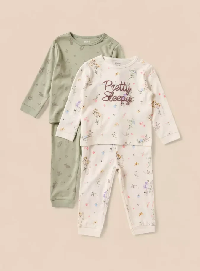 Pack of 2 - Botanical Print T-shirts and Pyjamas-1