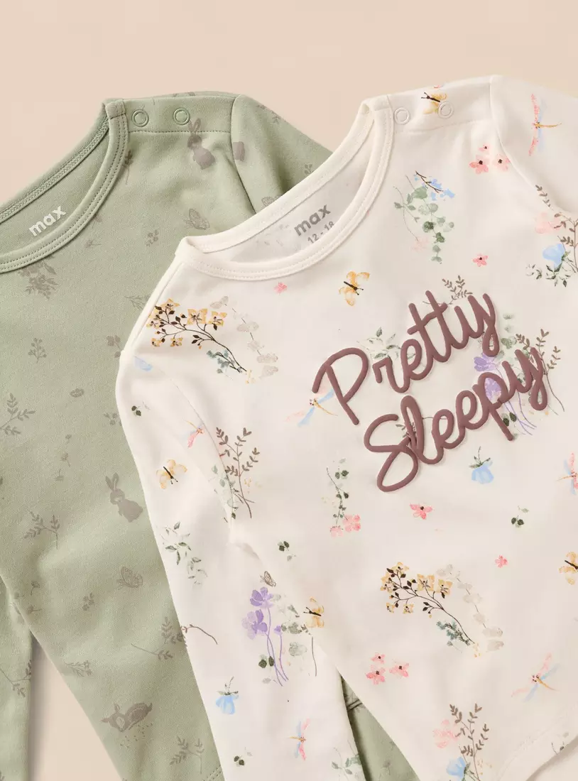 Pack of 2 - Botanical Print T-shirts and Pyjamas-3