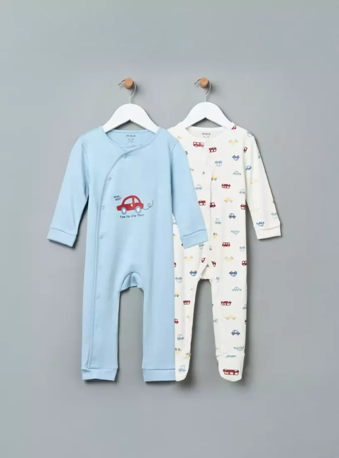 Pack of 2 - Car Print Cotton Sleepsuit-1