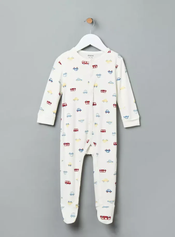 Pack of 2 - Car Print Cotton Sleepsuit-3