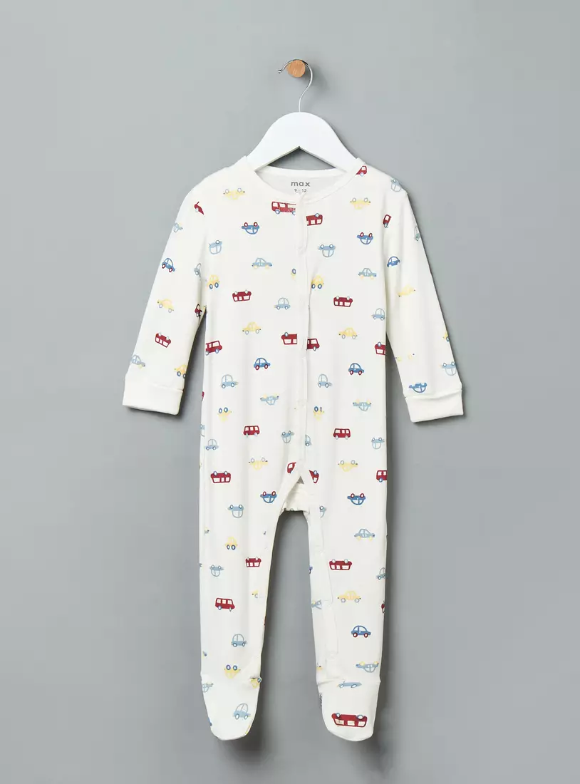 Pack of 2 - Car Print Cotton Sleepsuit-3