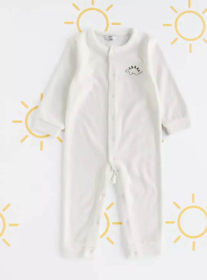 Pack of 2 - Dino Print Velour Sleepsuit-3