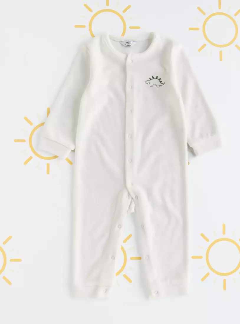 Pack of 2 - Dino Print Velour Sleepsuit-3