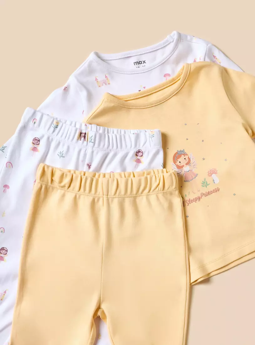 Pack of 2 - Fairy Print T-shirt and Pyjamas Set-2