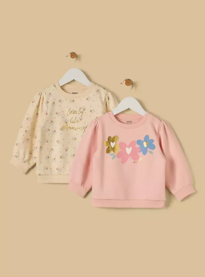Pack of 2 - Floral Print Quilted Sweatshirt-1