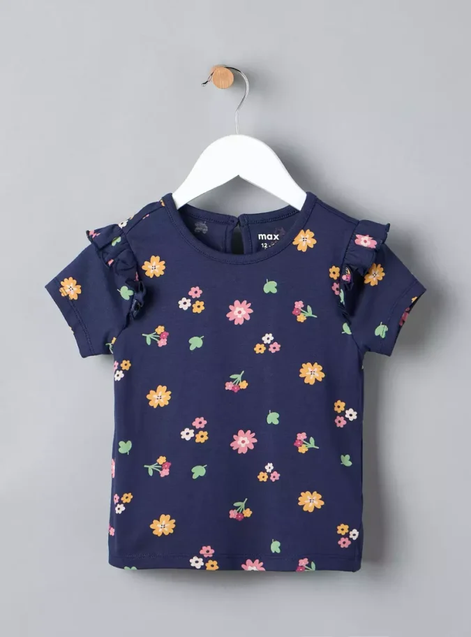 Pack of 2 - Floral Print T-shirt with Ruffle Detail-3