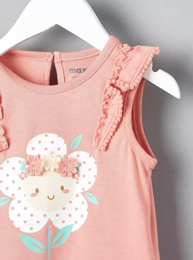 Pack of 2 - Floral Print T-shirt with Ruffle Detail-4