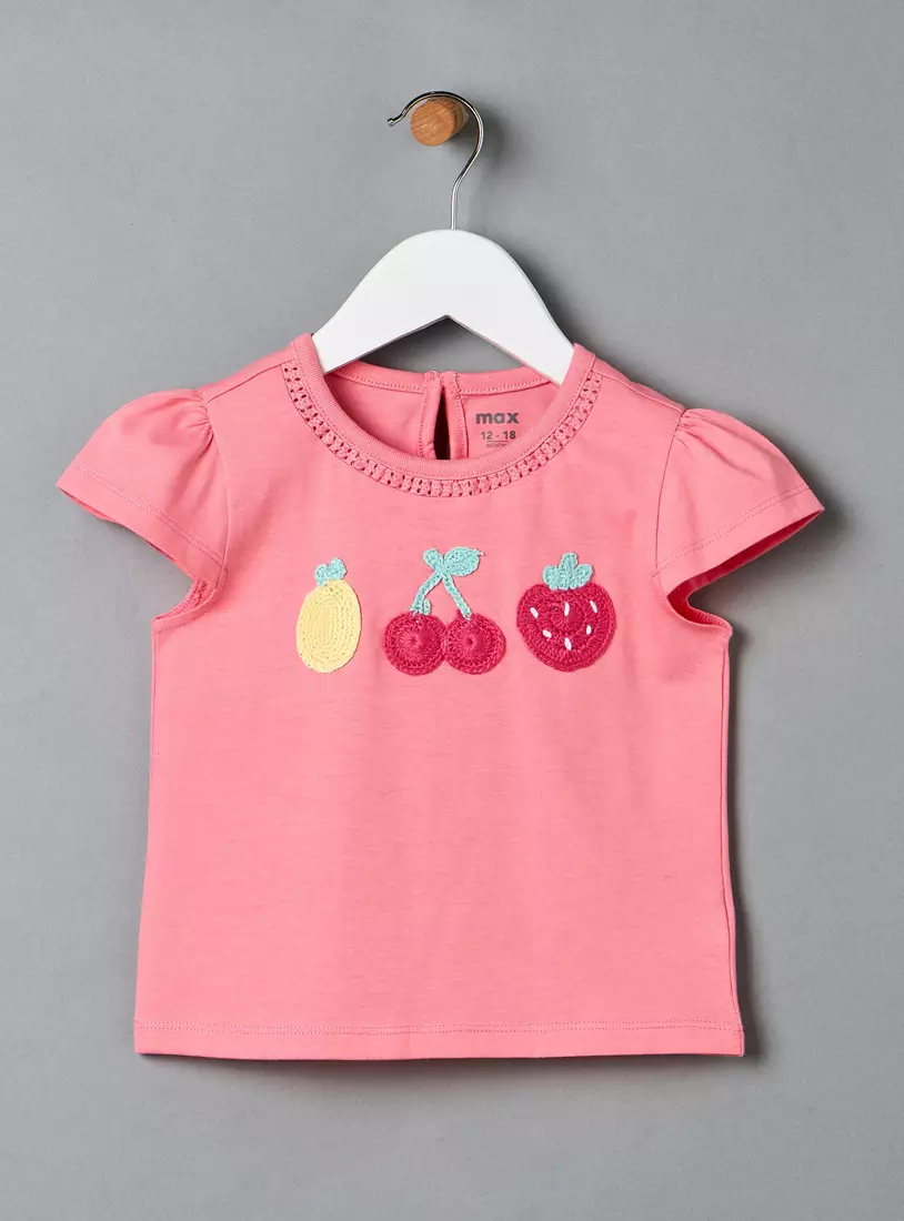 Pack of 2 - Fruit Print T-shirt with Cap Sleeves-2