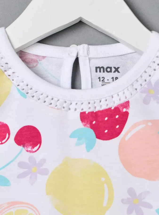 Pack of 2 - Fruit Print T-shirt with Cap Sleeves-4