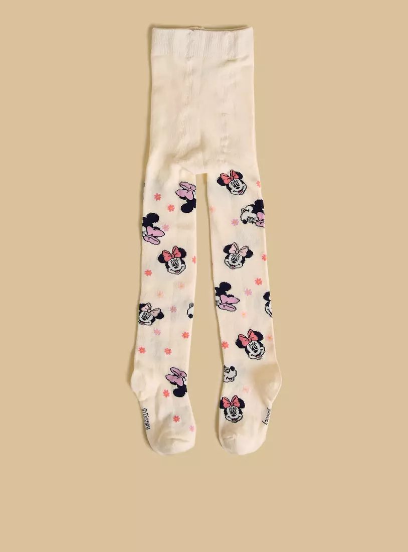 Pack of 2 - Minnie Mouse Print and Textured Tights-2