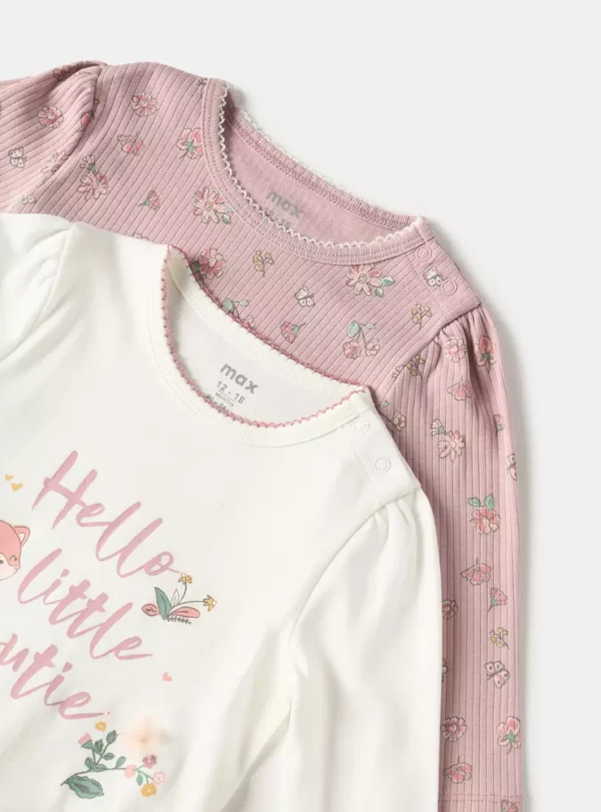 Pack of 2 - Printed Bodysuit with Long Sleeves-3
