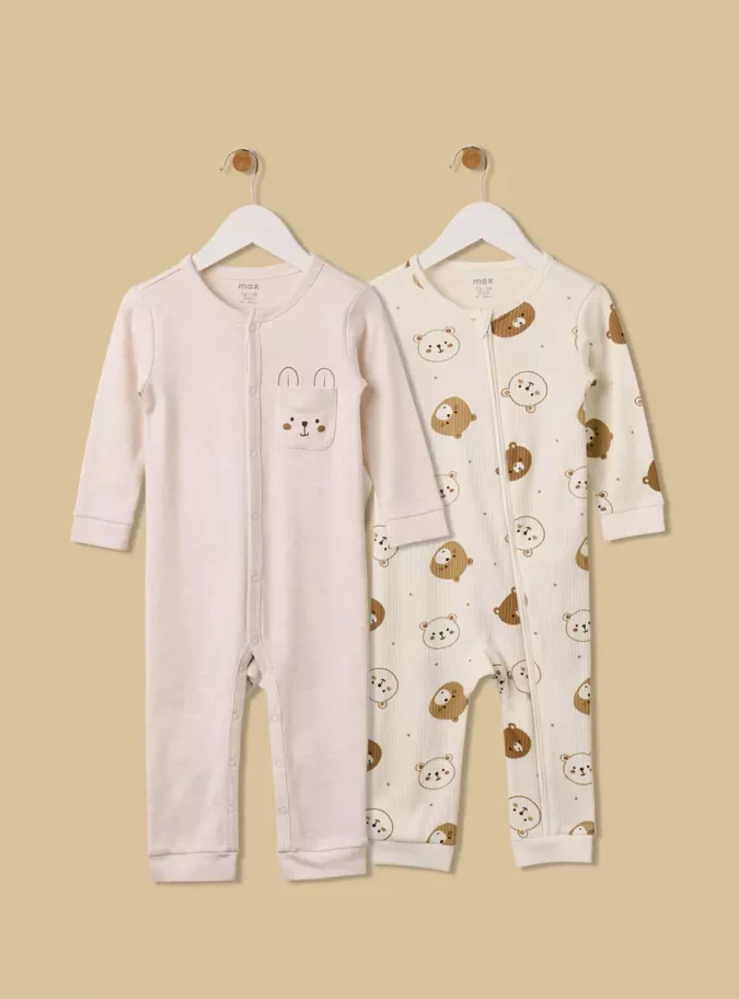 Pack of 2 - Printed Cotton Sleepsuit-1