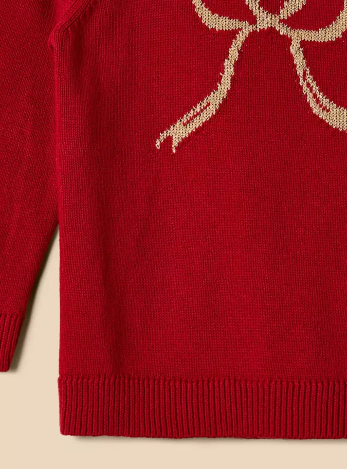 Pack of 2 - Reindeer and Bow Print Cotton Sweater-4