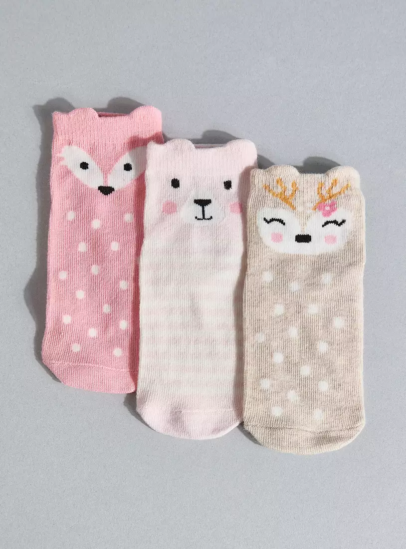 Pack of 3 - Animal Print Ankle Length Socks-2