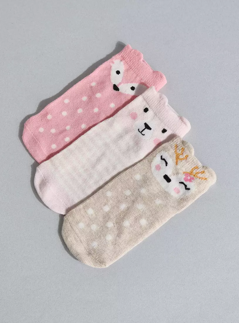 Pack of 3 - Animal Print Ankle Length Socks-3