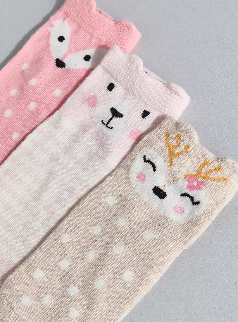 Pack of 3 - Animal Print Ankle Length Socks-4