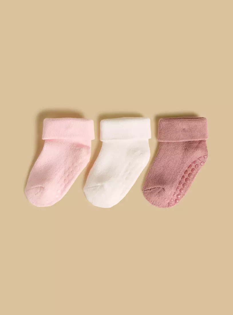 Pack of 3 - Antiskid Ankle Length Cotton Socks-4