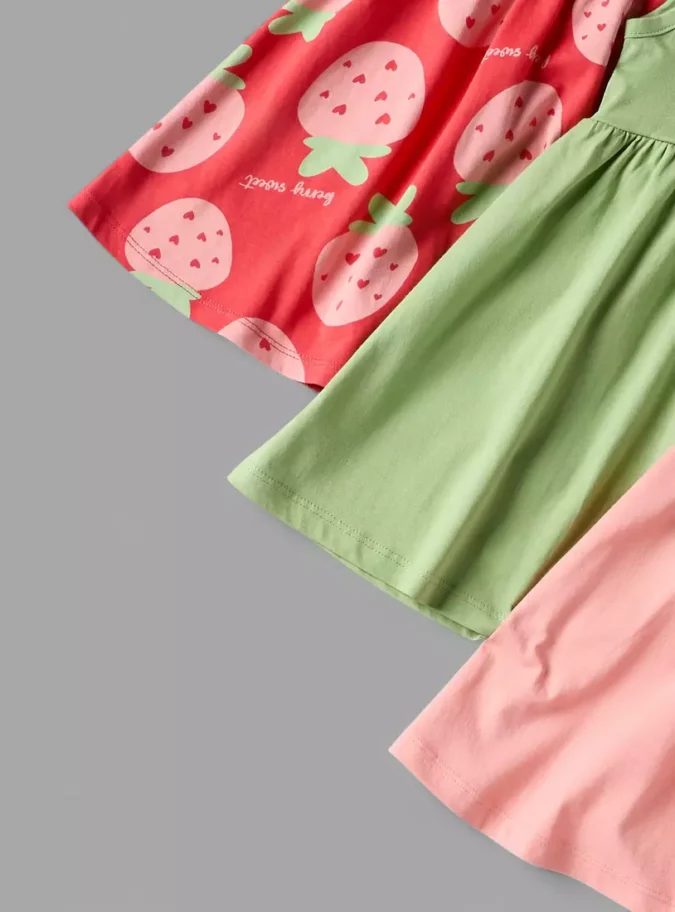 Pack of 3 - Bow Accent Sleeveless Cotton Dress-4