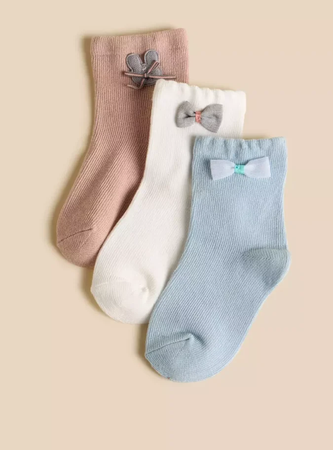 Pack of 3 - Bow Detail Ankle Length Socks-2