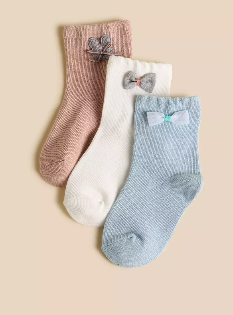 Pack of 3 - Bow Detail Ankle Length Socks-2