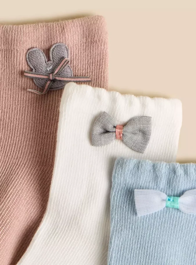 Pack of 3 - Bow Detail Ankle Length Socks-3