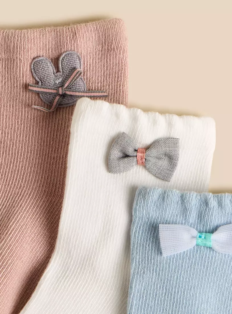 Pack of 3 - Bow Detail Ankle Length Socks-3