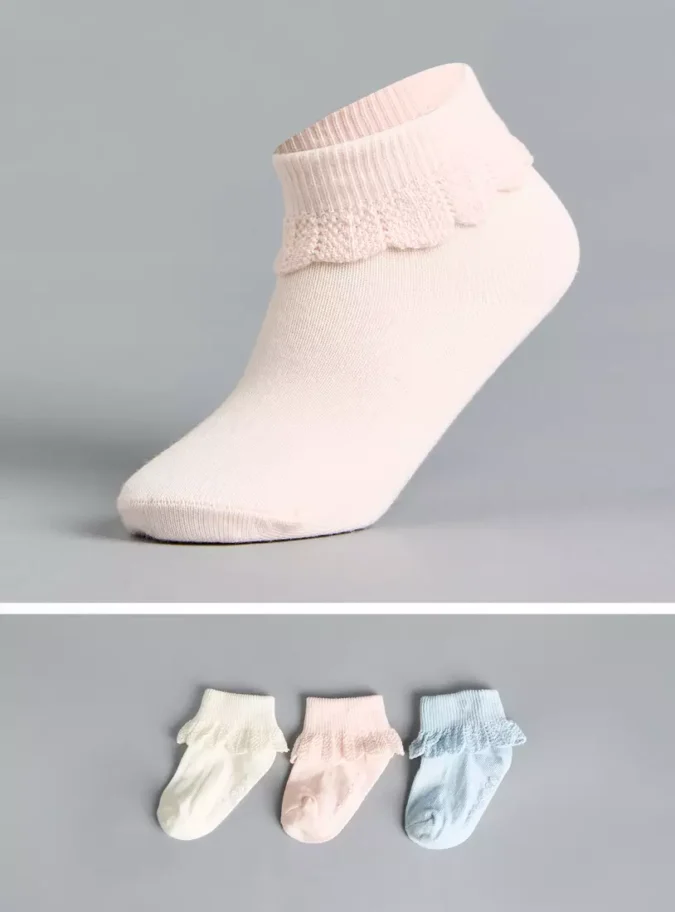 Pack of 3 - Frill Detail Antiskid Ankle Length Socks-1