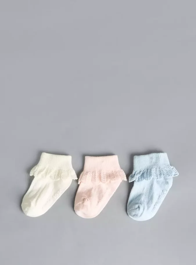 Pack of 3 - Frill Detail Antiskid Ankle Length Socks-2