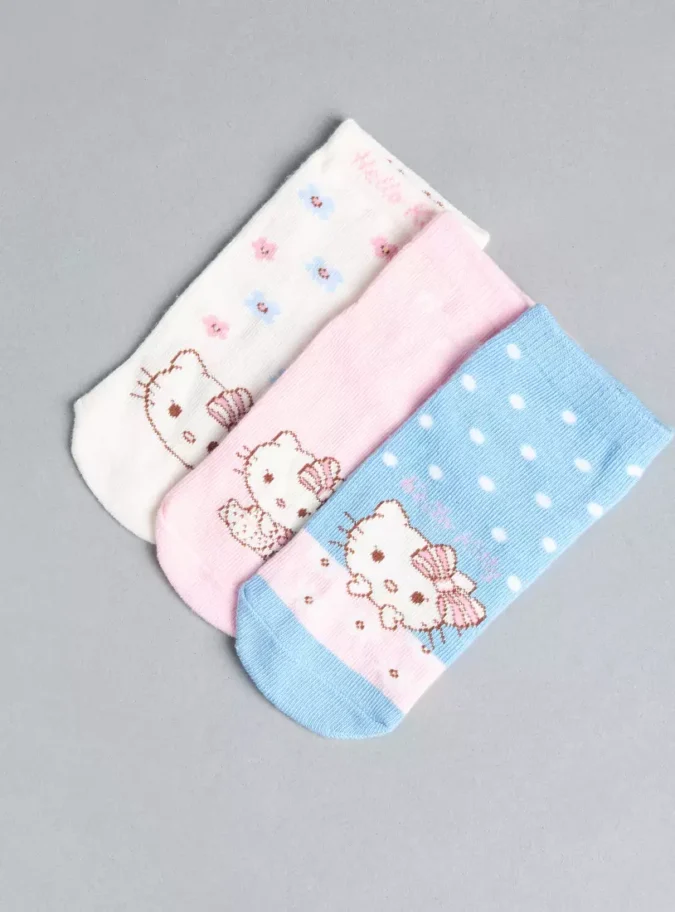 Pack of 3 - Hello Kitty Print Cotton Ankle Length Socks3