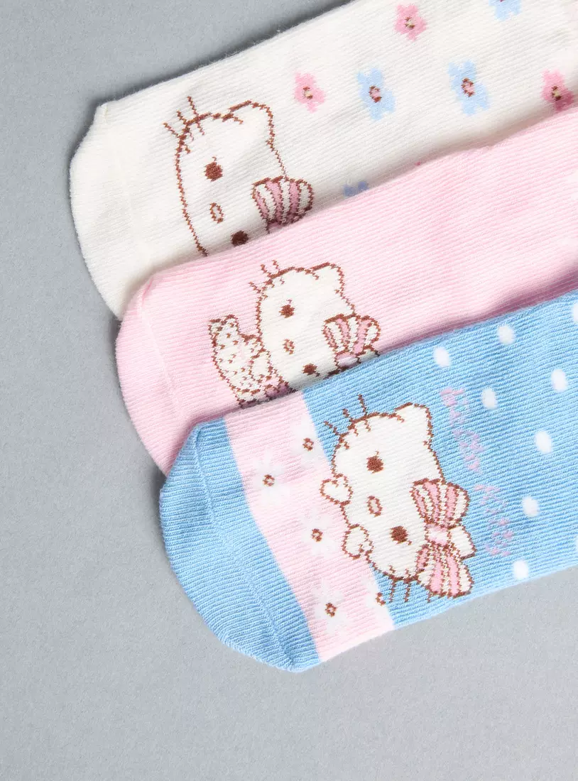 Pack of 3 - Hello Kitty Print Cotton Ankle Length Socks4