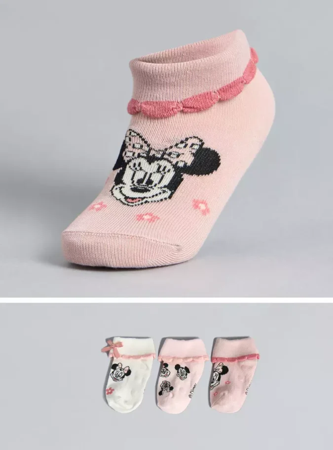 Pack of 3 - Minnie Mouse Anti-Skid Ankle Length Socks-1