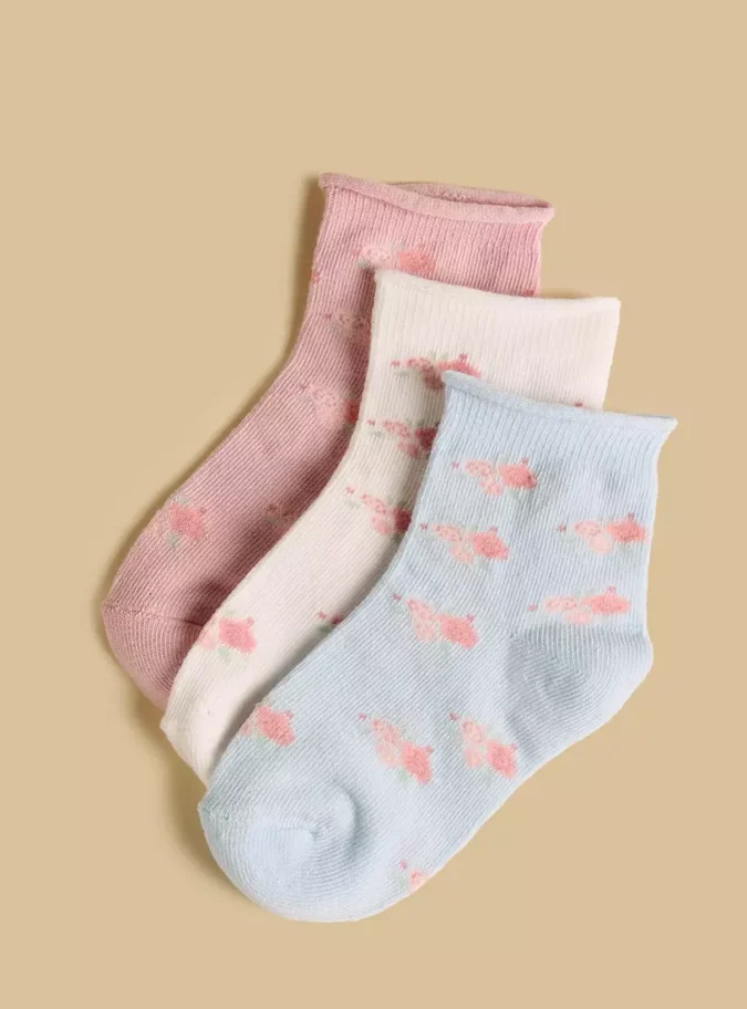 Pack of 3 - Printed Ankle Length Cotton Socks-3