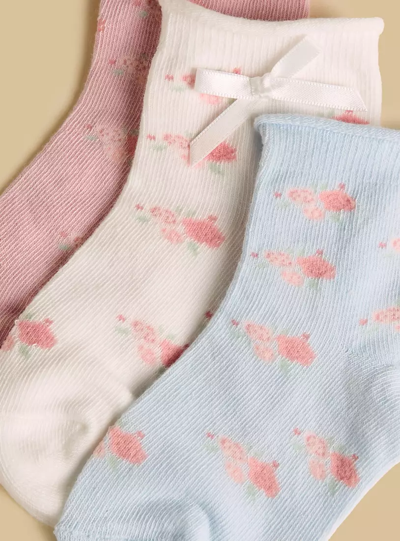 Pack of 3 - Printed Ankle Length Cotton Socks-4