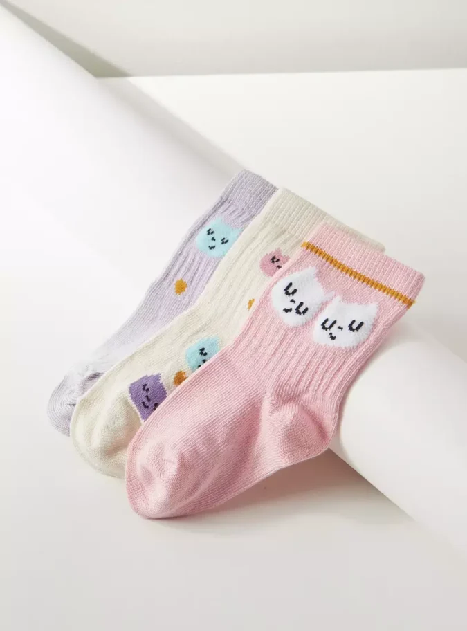 Pack of 3 - Printed Cotton Ankle Length Socks-4