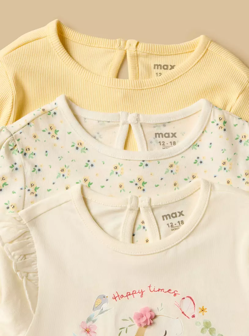 Pack of 3 - Printed Cotton T-shirt-3
