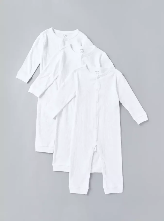 Pack of 3 - Ribbed Cotton Sleepsuit-1