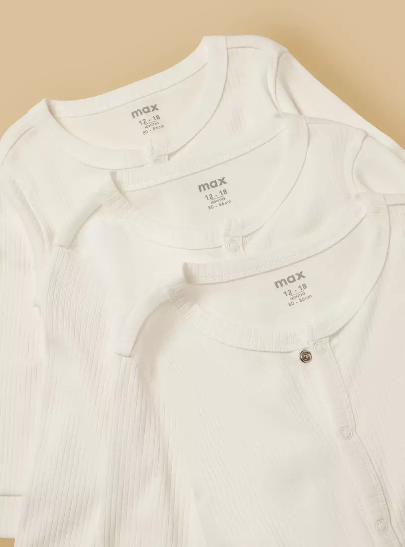 Pack of 3 - Ribbed Cotton Sleepsuit-3
