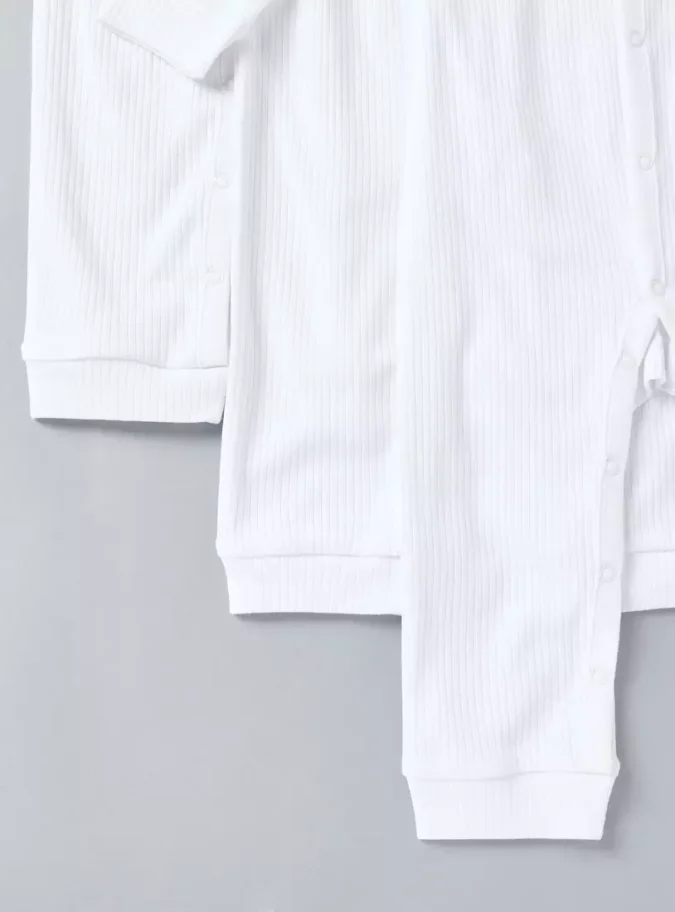 Pack of 3 - Ribbed Cotton Sleepsuit-3
