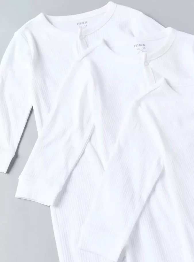 Pack of 3 - Ribbed Cotton Sleepsuit-4