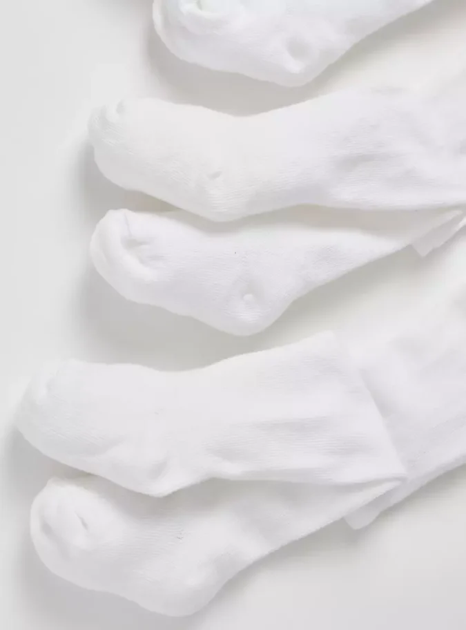 Pack of 3 - Solid BCI Cotton Tights with Cuffed Hem-2