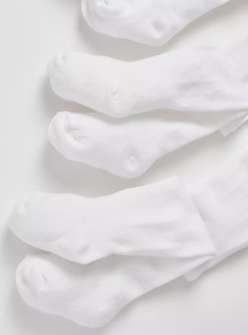 Pack of 3 - Solid BCI Cotton Tights with Cuffed Hem-2