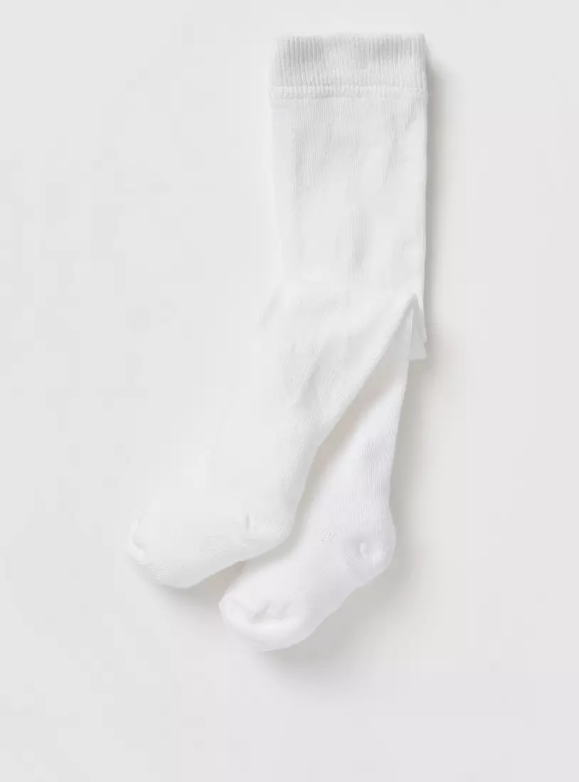 Pack of 3 - Solid BCI Cotton Tights with Cuffed Hem-3