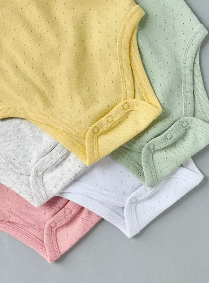 Pack of 5 - Bow Accent Pointelle Sleeveless Bodysuit-4