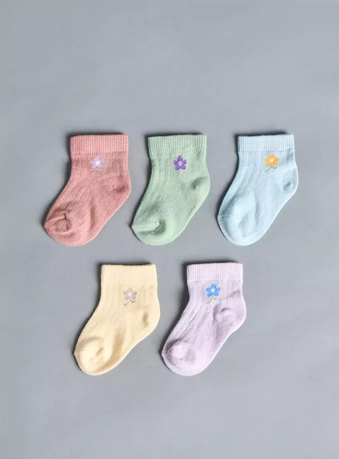 Pack of 5 - Floral Print Ankle Length Socks-1