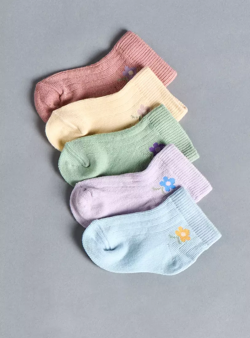 Pack of 5 - Floral Print Ankle Length Socks-2