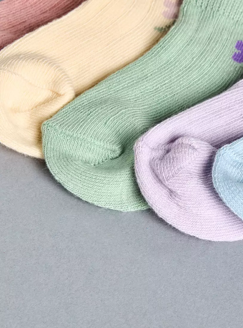Pack of 5 - Floral Print Ankle Length Socks-4